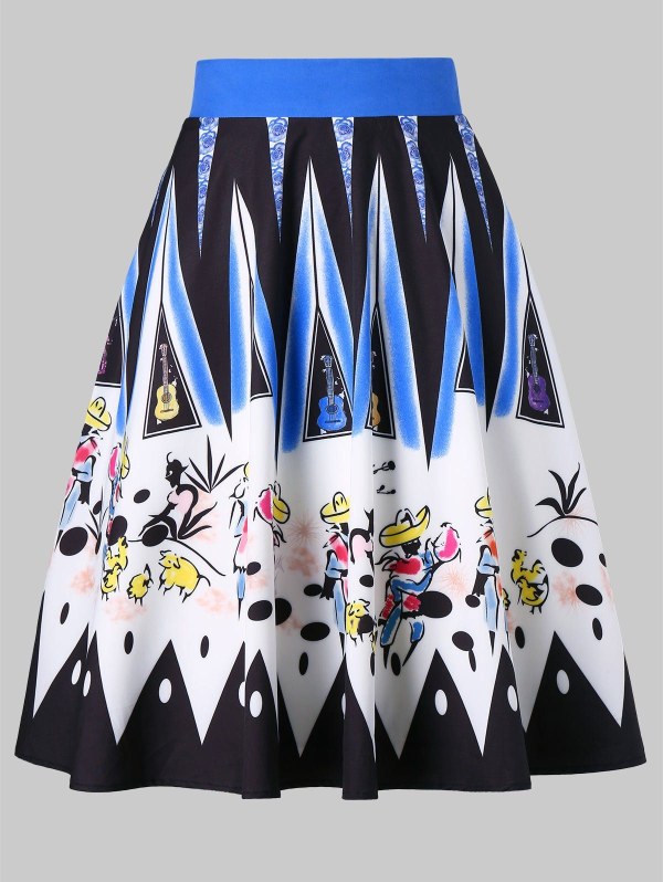 Brushwork Graphic Colorful Skirt