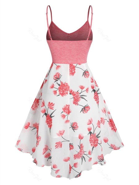 Button Criss Cross Flower Printed Slip Dress