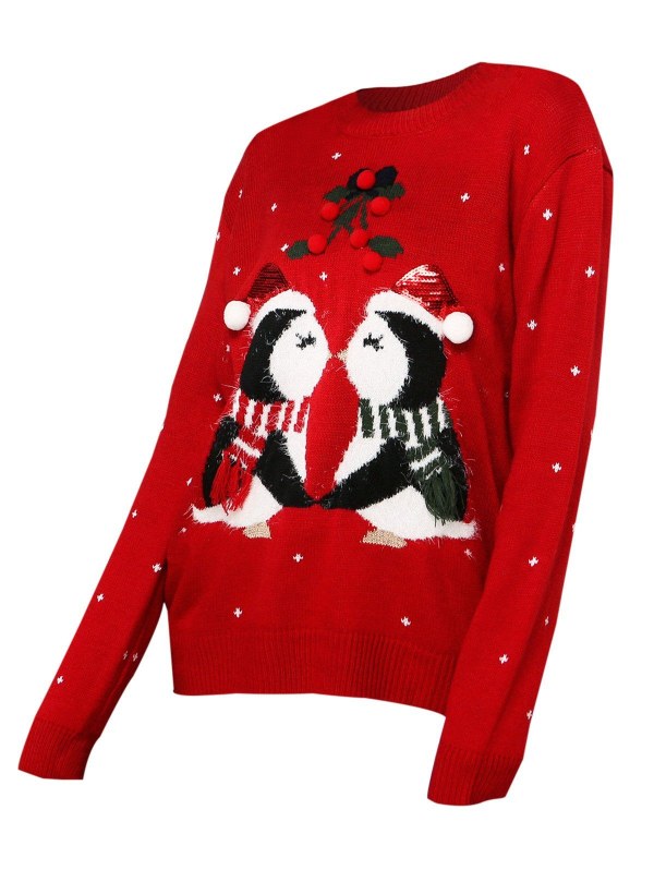 Christmas Berry Funny Graphic Sequined Sweater