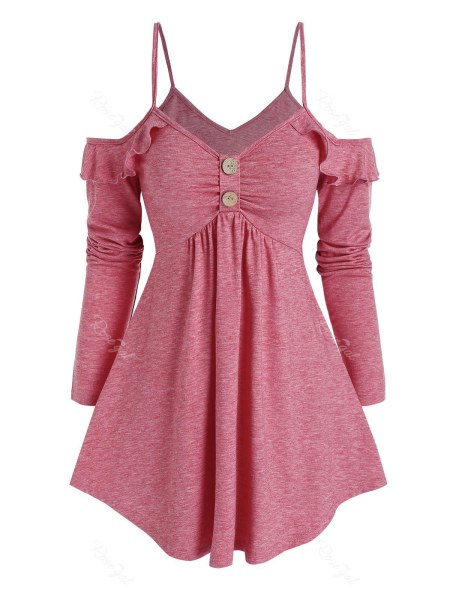 Cold Shoulder Ruffle T Shirt