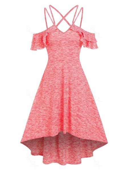 Crisscross Cold Shoulder High Low Dress