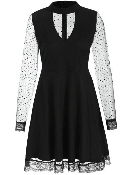 Cut Out Mesh Skater Dress