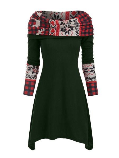 Elk Plaid Knitted Multiway Mini Dress