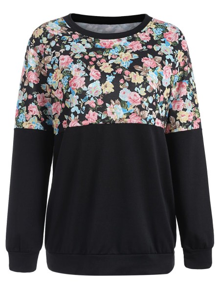 Floral Print Color Block Sweatshirt