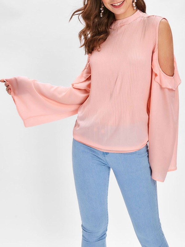 Flounce Pleated Peplum Blouse