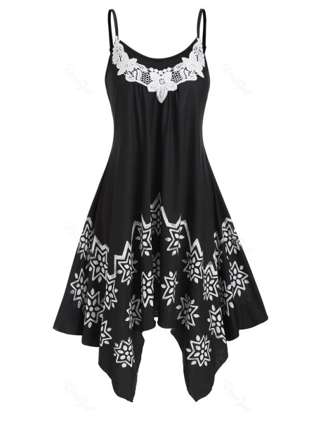 Flower Applique Cami Handkerchief Dress