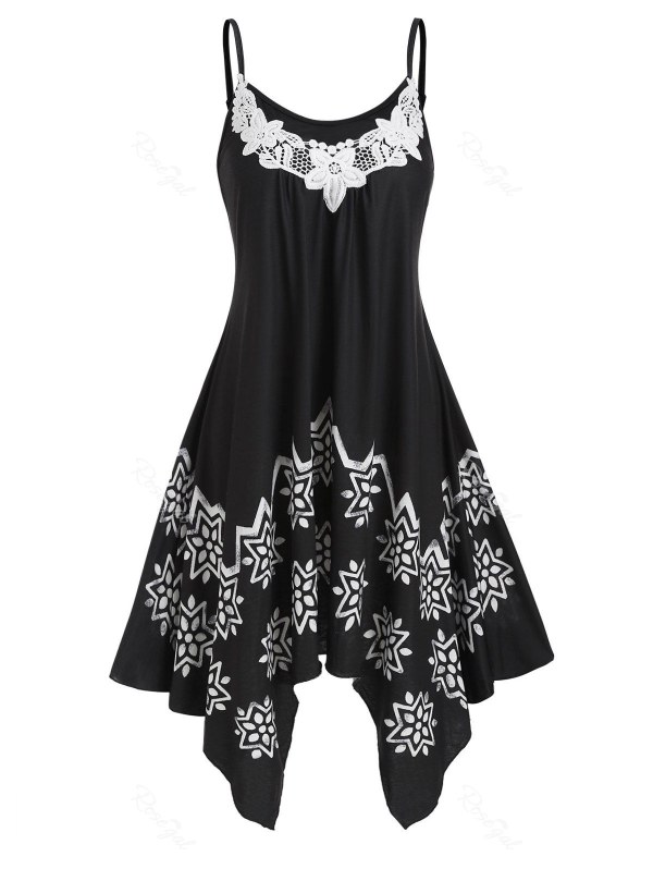 Flower Applique Cami Handkerchief Dress