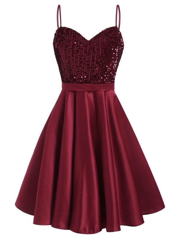 Glitter Sequined A Line Party Dress