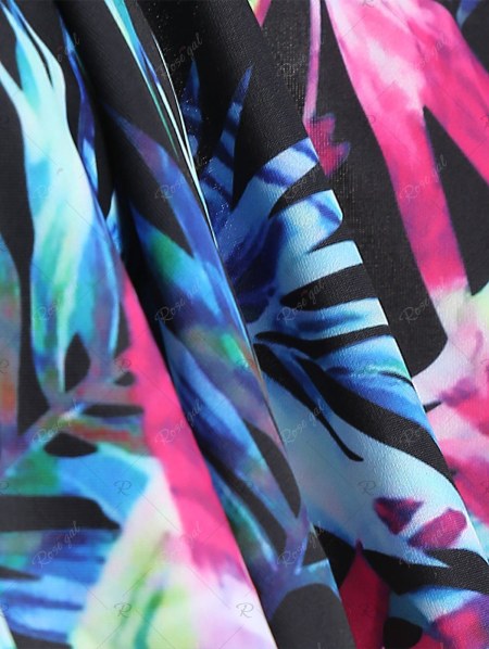 Halter Palm Print High Waist Bikini Set