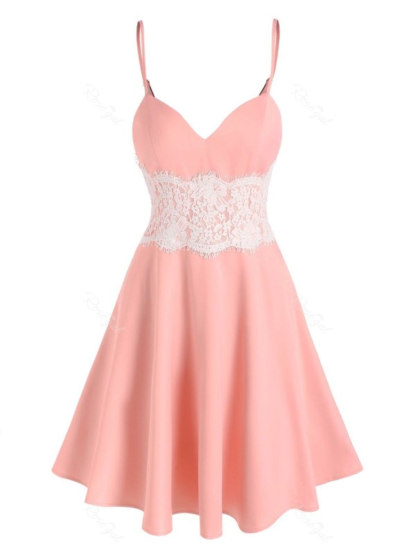 Lace Insert Mini Trapeze Dress