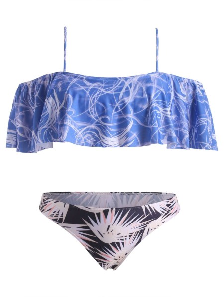 Low Waist Flounce Printed Bikini Set