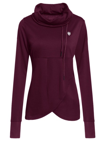 Petal Hem Drawstring Embroidered Sweatshirt