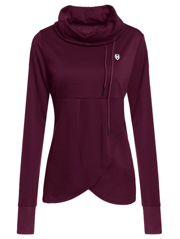 Petal Hem Drawstring Embroidered Sweatshirt