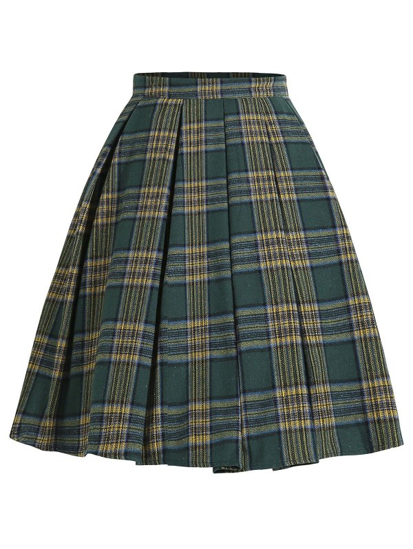 Plaid A Line Knee Length Skirt