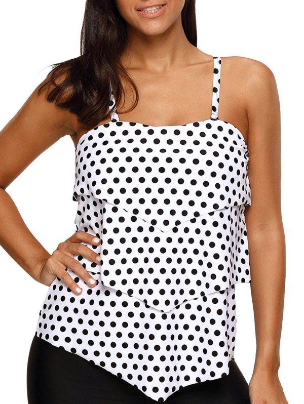 Polka Dot Layered Tankini Swim Top