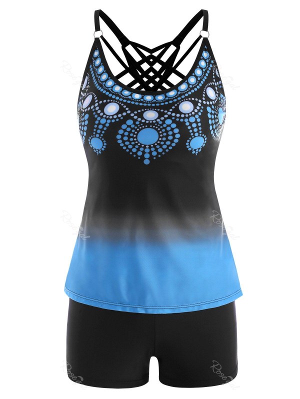 Polka Dot Ombre Strappy Tankini Swimwear