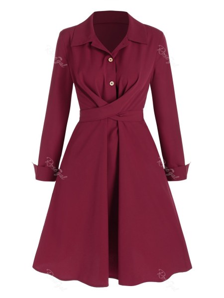 Pure Color Crisscross Mini Shirt Dress