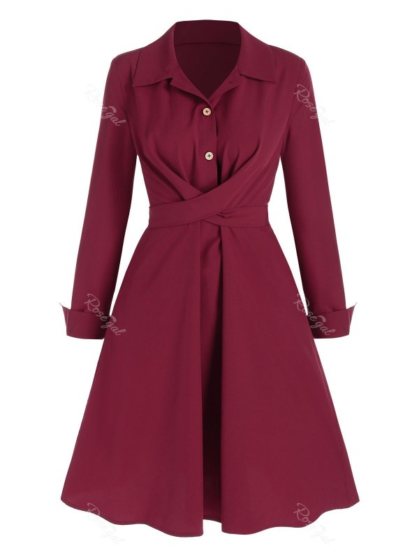 Pure Color Crisscross Mini Shirt Dress