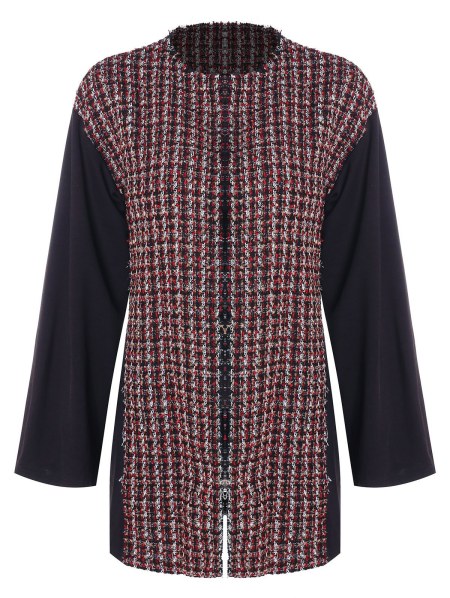 Round Collar Woven Panel Coat