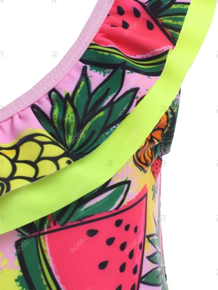 Ruffle Fruit Print Tie Side Girls Bikini Swimwear