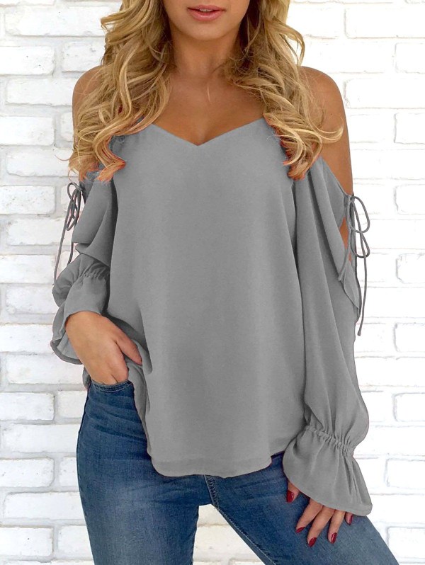 Self Tie Sleeve Spaghetti Strap Blouse