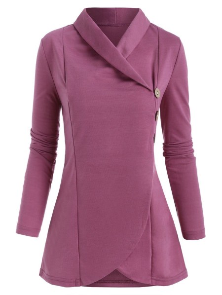 Shawl Collar Button Detail Cardigan