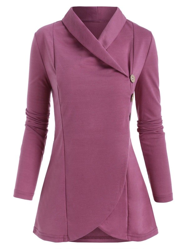 Shawl Collar Button Detail Cardigan