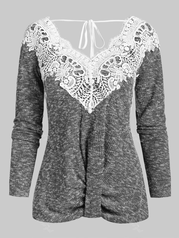 V Neck Twist Hem Knitted T Shirt