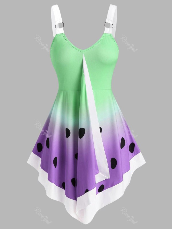 Watermelon Print Pointed Hem Tank Top