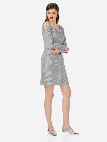 Zan.style Off Shoulder Shirt Dress